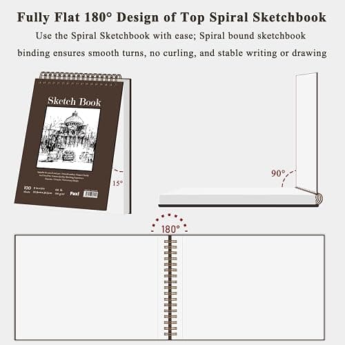 Fuxi 9" x 12" Sketch Book, Top Spiral Bound Sketch Pad, 100 Sheets 68lb/100gsm Acid-Free Drawing Paper, Art Sketchbook for Drawing Pad for Kids Artists & Beginners Professional Art Supplies for Adults thumbnail 6