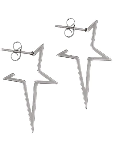 Hanary Silberfarbene Stern-Ohrringe, Y2K, Gothic, Punk, Grunge, Emo-Ohrringe, Sternschmuck, Weihnachtsschmuck, Geschenke für Frauen, Edelstahl - Image 1