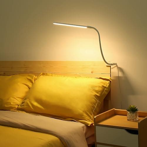 Lepro Small Desk Lamp with Clamp, LED Reading Lamps with 450LM, 3 Color Modes 10 Brightness, Dimmable USB Clip on Desk Light with Gooseneck Swing Arm for Nail, Home Office and Dorm (White) thumbnail 2
