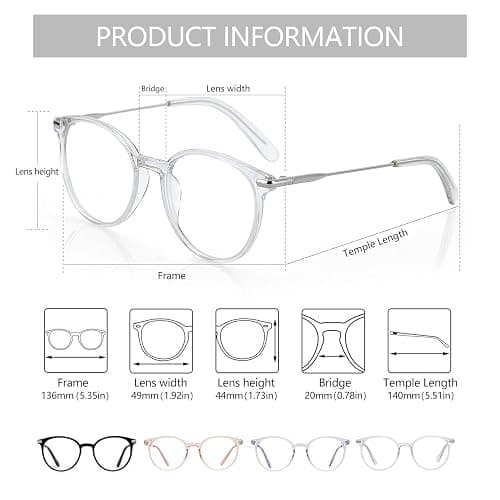 ZENOTTIC Round Clear Lens Glasses for Women, Non-Prescription Eyeglasses Transparent Frame Fake Glasses thumbnail 3