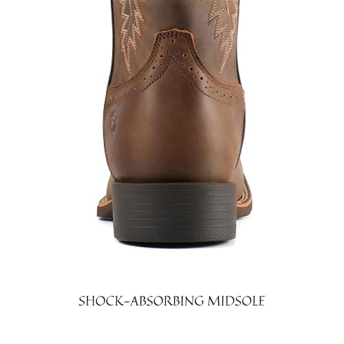 Cowboy Boots For Men - Mens Sport Wide Square Toe Western Boot,Oil/Slip Resistant,Durable Fashionable Classic Pull on 10 Inch Wellington Boots - Soft Toe Work Boots thumbnail 7