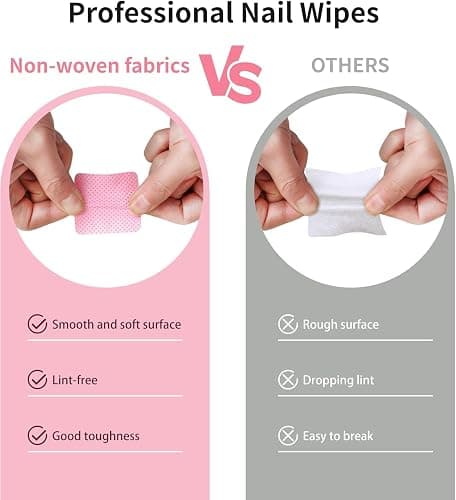 800 PCS Lint Free Nail Wipes,Non-Woven Fabric Nail Cleaning Pads Lash Extensions Glue Cleaning Wipes,accompanied by 1 Empty Pump-Style Bottle Dispenser Nail Care Set (Pink (800pcs)) thumbnail 3
