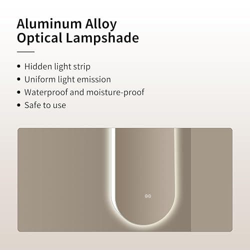 LAIYA 24V Full-Power Oval LED Bathroom Vanity Mirror, 33x20inch Frameless Backlit Mirror with Light, Smart Anti-Fog Waterproof Mirror with Memory Function Dimmable Lighted Mirror - 33"L x 20"W thumbnail 5