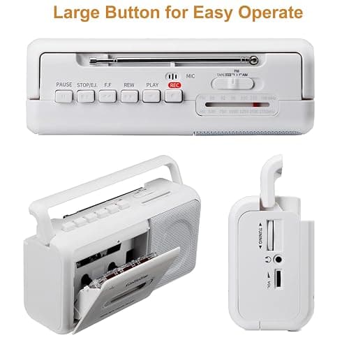 Gelielim Portable Cassette Player, Cassette Tape Player AM/FM Radio,Casette Tape Recorder with Earphone Jack, Cassette Boombox Battery Operated or AC Powered thumbnail 7