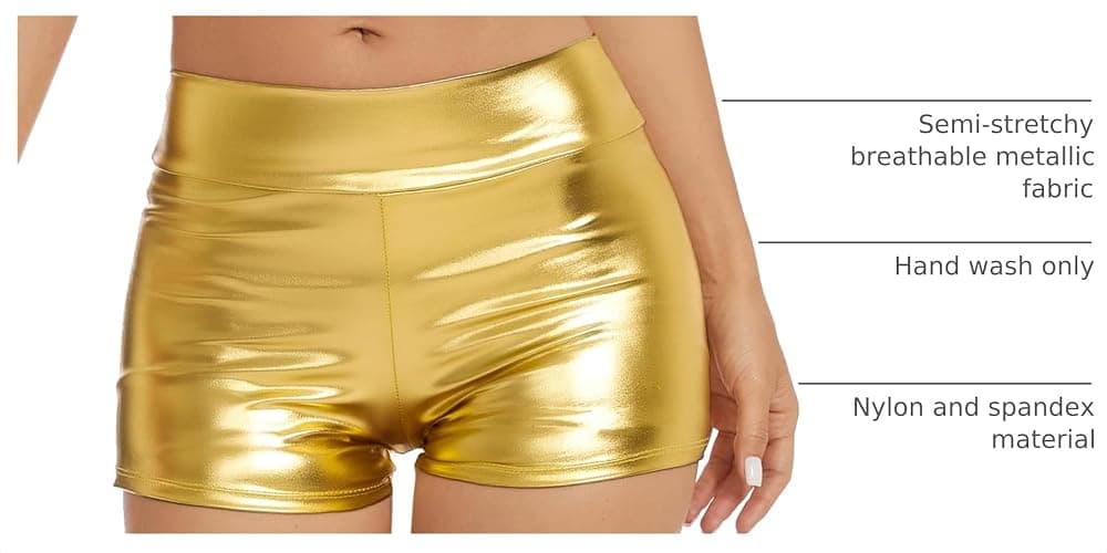 Gatielzana Women's Metallic Rave Booty Shorts Shiny High Waisted Bottoms for Dance Festival thumbnail 4