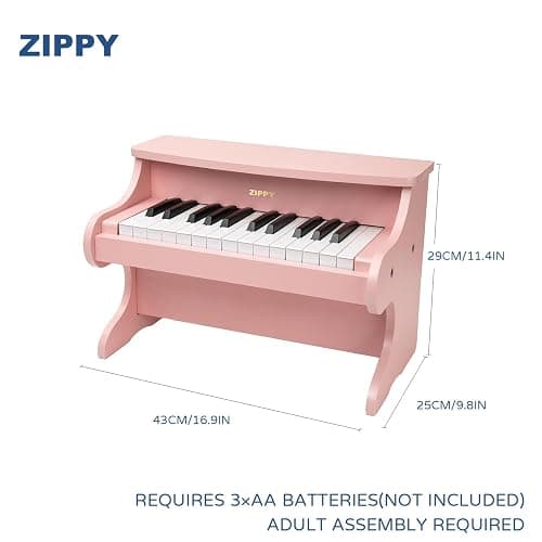 ZIPPY Kids Piano Keyboard, 25 Keys Digital Piano for Kids, Mini Music Educational Instrument Toy, Wood Toy for Toddlers Girls Boys (Pink) thumbnail 2