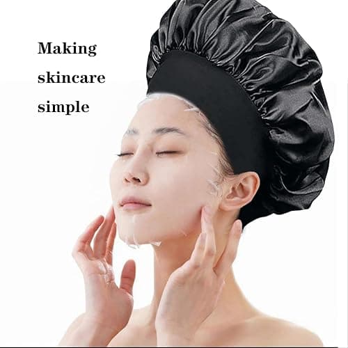 iLamvie Bonnet Satin Cheveux Nuit, Bonnet De Nuit Satin, Bonnet Soie Cheveux Nuit Bonnet Cheveux Nuit Pour Femmes Cheveux Longs Cheveux Bouclés(Noir) thumbnail 7