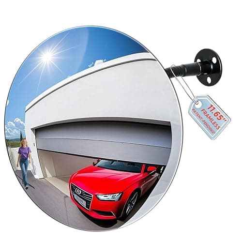 11.65 Inch Frameless 1.8mm Thick Acrylic Convex Mirror - Adjustable Wide Angle View Indoor Security Mirror for Garage Parking Warehouse Office and Corner Security Traffic - Image 1