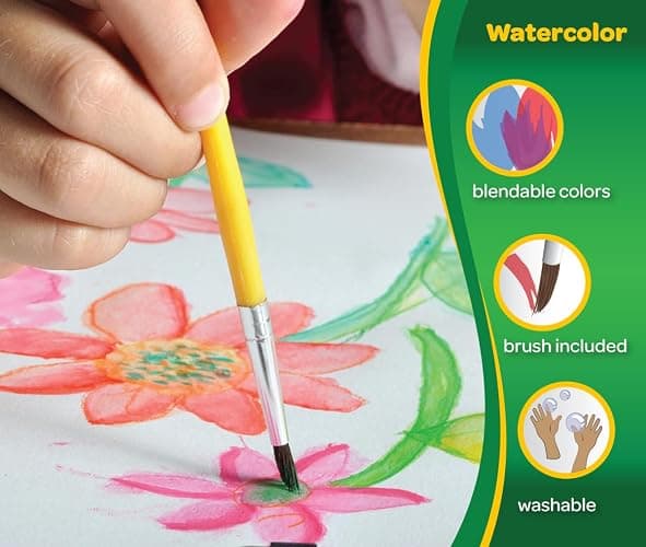 Crayola Watercolor Paint Set (16 Count), School Supplies Essentials, Washable Paint for Kids, 1 Paint Brush, Arts & Crafts, Assorted Colors, Ages 4+ thumbnail 6