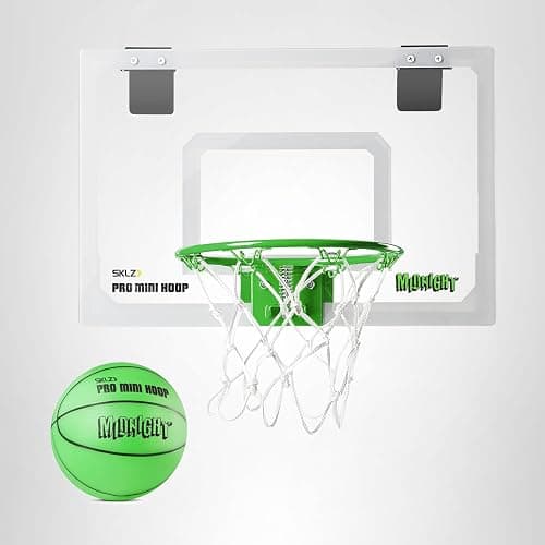 SKLZ Pro Mini Indoor Basketball Hoop with Ball, Over the Door, Shatter-Proof Backboard, Spring-Action Break-Away Steel Rim, Great for Home, Dorm Room, and Office thumbnail 8