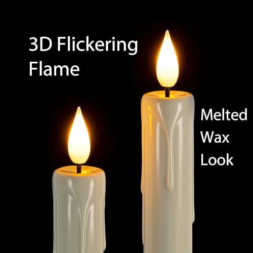 Homemory 6 Pcs Flameless Taper Candles with Remote, Timer, Dimmer, Ivory Battery Operated CandleSticks with Flickering Light, Plastic Led Window Candles, 9.6 Inches for Halloween Christmas Decoration thumbnail 2