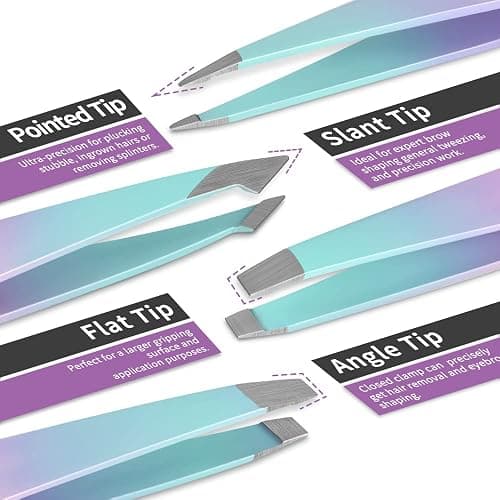 TsMADDTs 7PCS Tweezers for Women Facial Hair, Precision Tweezer Set for Eyebrows with Curved Scissor and Eyebrow Razor for Ingrown Hair thumbnail 3