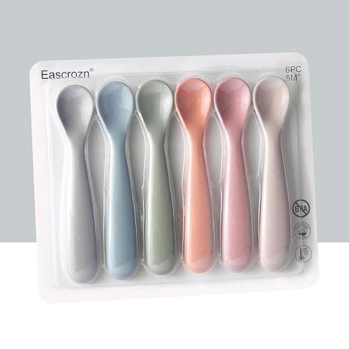 Eascrozn 6 Pack Silicone Baby Spoons, Baby Spoons Self Feeding 6 Months+, BPA Free, Soft Tip Baby Utensils Feeding Spoon, Baby Led Weaning Supplies, Dishwasher and Boil Safe thumbnail 7