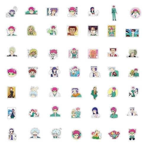 Saikik Stickers, 50 Pcs Saikik Figure Vinyl Waterproof DIY Sticker Decals for Party, Water Bottle Scrapbook Laptop Skateboard Computer for Teens Students thumbnail 5
