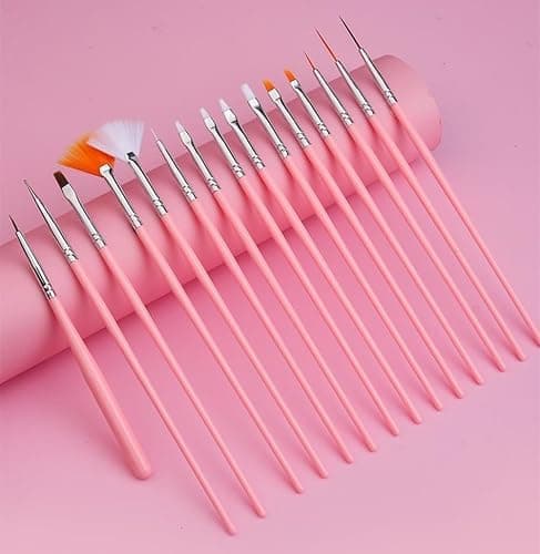 FULINJOY 21Pcs Nail Art Brushes Set, 1 Resin Nail Art Palette, 5 Nail Art Dotting Pens, 15 Nail Art Brushes, Nail Polish Mixing Palette Double-Ended Dotting Pen Nail Liner Brush Nail Drawing Brushes thumbnail 7