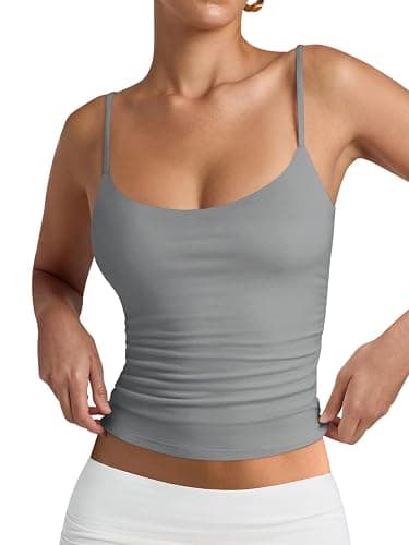 PINKMSTYLE Women's Basic Double Lined Scoop Neck Tank Tops Adjustable Cami Tank Summer Sleeveless Tops - Image 1