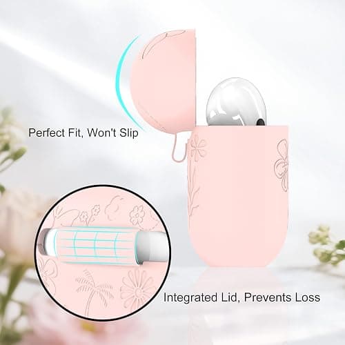 MATEPROX Silikon Hülle Kompatibel mit AirPods Pro 3. Generation 2025 Kratzfeste Schutzhülle mit Karabiner und Kopfhörerhüllen-Halter für AirPods Pro 3-Rosa thumbnail 5