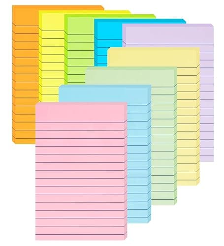 (9 Pack) Lined Sticky Notes 100mm x 150mm, 9 Pastel Ruled Post Stickies Colorful, Super Sticking Power Memo Post Stickies Large Sticky Notes for Office, Home, School, Meeting, 35 Sheets/pad - Image 1