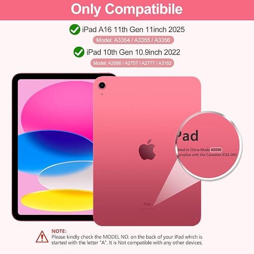 COO Keyboard Case for iPad 11/10th Gen 11/10.9 inch 2025 A16/2022, Detachable Wireless Bluetooth Case with Keyboard Built-in Right Side Pencil Holder, Auto Wake/Sleep for iPad A16 KeyboardCase (Pink) thumbnail 3