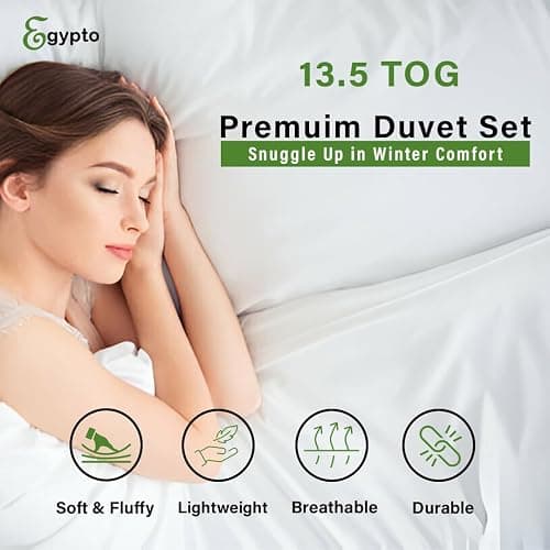 EGYPTO Soft Hollowfibre 13.5 Tog Duvet King Size with Jumbo Pillow Set – Anti Allergy King Size Quilt - Luxurious Warm Duvets for Home, Hotel (King, 13.5 Tog) - 13.5 TOG - King thumbnail 2
