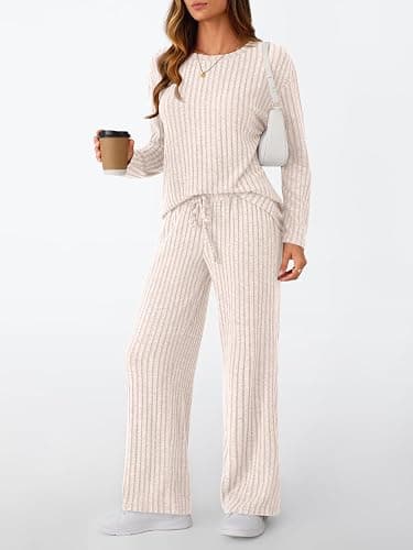 LILLUSORY Womens Lounge Sets 2 Piece Matching Pajamas Fall Outfits 2026 | Comfort stretch fabric, casual sweatsuits, cute loungewear with pockets, travel airport winter clothes thumbnail 3