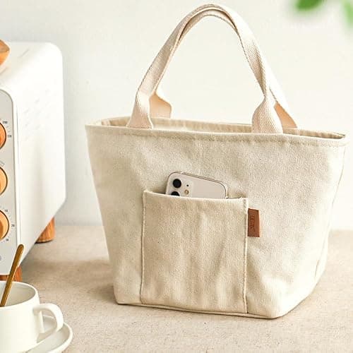 Women Lunch Tote, Reusable Lunch Bag for Men Adult Work School Travel, Reusable Leakproof Tote, Insulated Lunch Bag (1pcs Beige) thumbnail 7