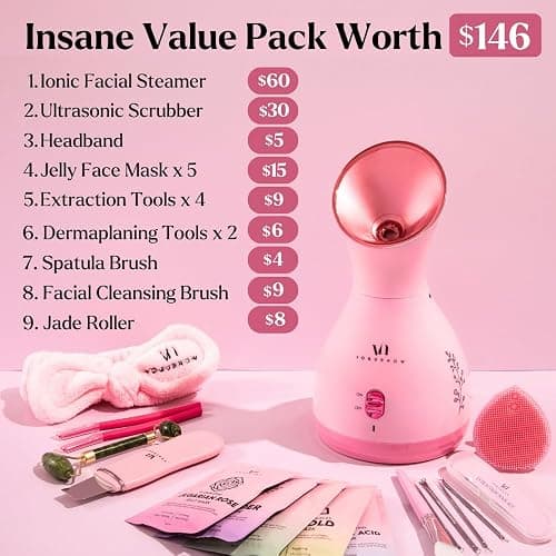 Facial Steamer Spa Gifts with Complimentary 17 Skin Care Tools | Face Steamer for Facial Deep Cleaning | Towel Warmer & Humidifier Mode| Self Care Gifts for Women, Spa Gifts, Christmas Gifts for Women thumbnail 3