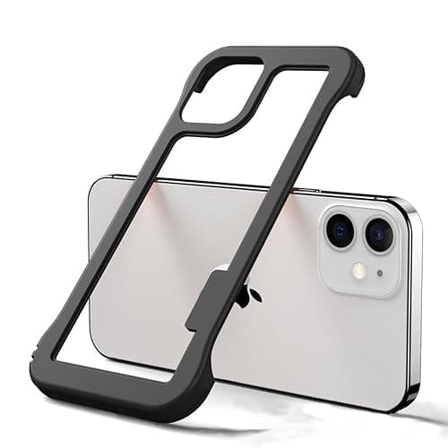 LUVI Compatible with iPhone 14 Pro Max Bumper Frame Case Frameless Cooling Heat Dissipation No Backplate Protection Fashion Shockproof Cover for Girls Women Man Black - Image 1