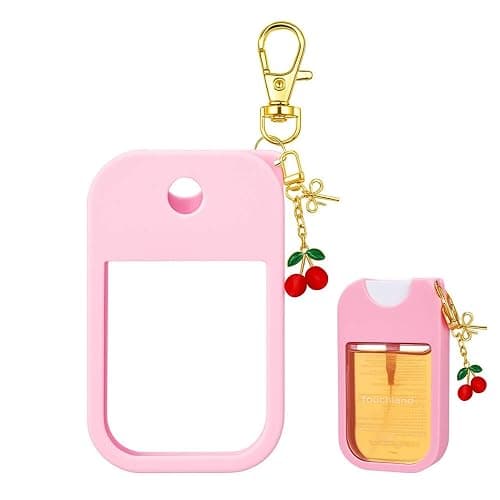 SAANG & JAT Hand Sanitizer Spray Case Compatible with Touchland, Silicone Holder Cherry Keychain for Touch Land Mist Case - Image 1