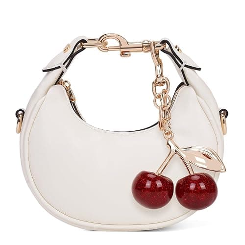 JQWSVE Small Top Handle Bags for Women Mini Purses Cute Ladies Handbags Crescent Mini Crossbody Bags with Cherry - Image 1