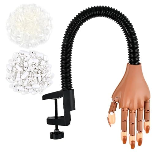 Flexible Nail Practice Hand with 200Pcs White/Clear Nail Tips,Practice Hand for Acrylic Nails,Nail Art Hand Tools for Nail Art Designs and Nail Extension Exercises to Show off your Nail Work - Image 1