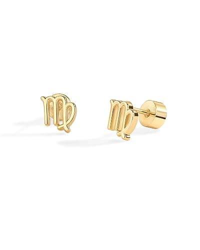 PAVOI 14K Gold Plated 925 Sterling Silver Posts Zodiac Sign Flat Back Earring Studs | Birthday Gift for Women | Astrology Earring Pair thumbnail 3