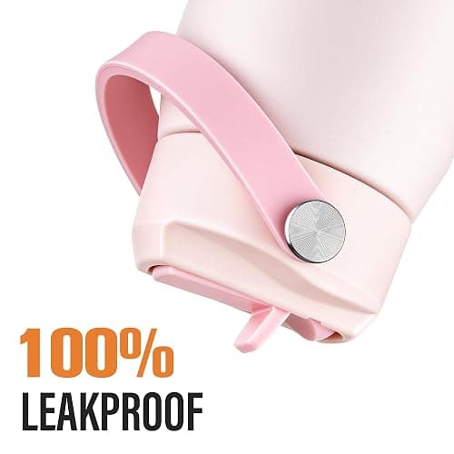 OLDLEY 750ml Insulated Water Bottle with Straw, Stainless Steel Water Bottles with Handle, Leakproof BPA Free Vacuum Metal Flask Keep Hot and Cold for Sports, Travel, Hiking (Pink) thumbnail 4