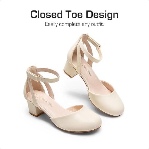 DREAM PAIRS Girls Dress Shoes Closed Toe High Heels Ankle Strap Toddler Little Big Kid Wedding Flower Party Pump thumbnail 6