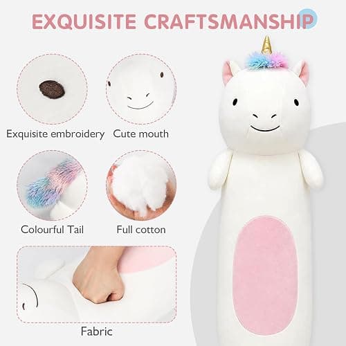Tianmihou 36” Long Unicorn Plush Body Pillow, Giant Cute Colorful Unicorn Stuffed Animals, Large Unicorn Squishy Soft Plushies Toy, Gifts for Kids Girls and Boys, Birthdays ﻿ thumbnail 4