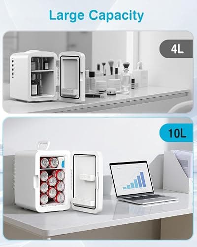 Antarctic Star Compact Mini Fridge, 10L Portable Small Refrigerator, 2.6 Gal Mini Fridge with AC/DC Adapters, Small Cosmetics Cooler for Beverage, Food, Makeup, Bedroom, Office, Dorm, White thumbnail 3