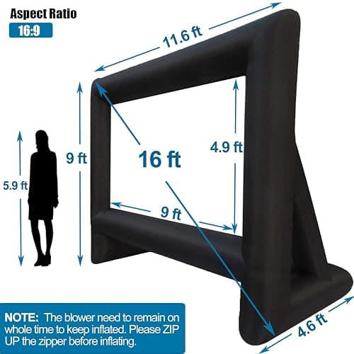 XHYCPY 16ft Inflatable Movie Screen Outdoor Projector Screen with Air Blower Storage Bag - Front/Rear Projection, Easy Set Up Blow Up Screen for Backyard Movie Night, Theme Parties, Celebrations thumbnail 4