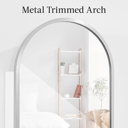 Best Choice Products Arch Mirror Jewelry Cabinet, Jewelry Storage Organizer, Armoire, Lockable Wall or Door Mountable, Full-Length Mirror - Silver thumbnail 4