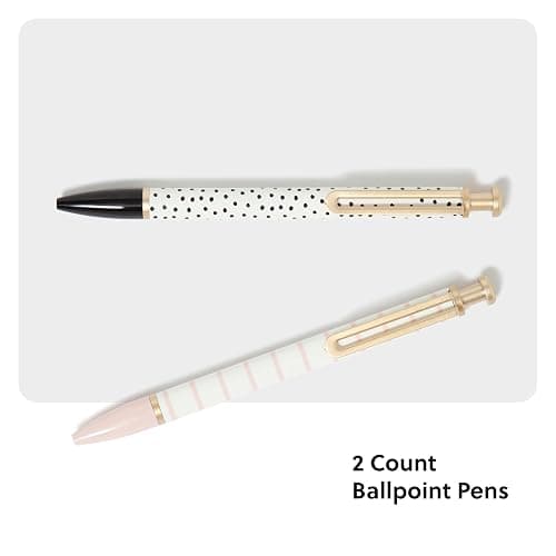 U Brands Monterey Ballpoint Pens, Set of 2, Stripes And Dots With Gold Details, Bold (1.0 mm) Point, Black Ink thumbnail 3