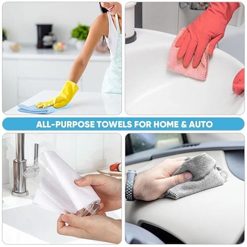 AIDEA Microfiber Cleaning Cloth Roll, 75PK, Tear Away Reusable Paper Towels, Pink Towels Lint Free Rags for House, Kitchen, Car Cleaning Supplies, 11.5"×11.5" thumbnail 5