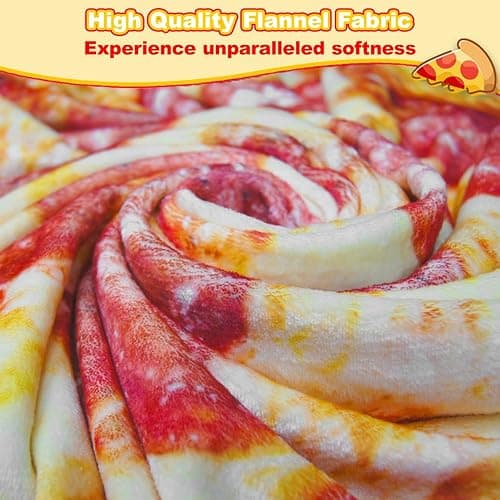 HDFK Pizza Blanket for Kids Double Sided Adult Size Red Pepperoni Realistic Food Fleece Cheese Fluffy Throw Blankets Flannel Funny Novelty Present 60 inches Round Lightweight White Elephant Christmas thumbnail 6