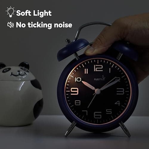 FLOITTUY (Loud Alarm for Deep Sleepers 4'' Twin Bell Alarm Clock, Stereo Digital Dial Alarm Clock with Backlight for Bedroom and Home Decoration(Nautical Blue) thumbnail 3