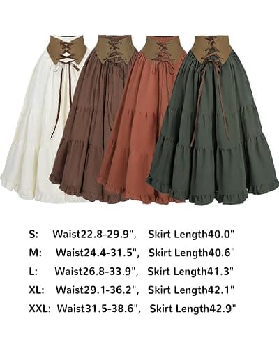 CR ROLECOS Womens Renaissance Skirt Victorian Lace-up High Waist Peasant Long Skirt thumbnail 6