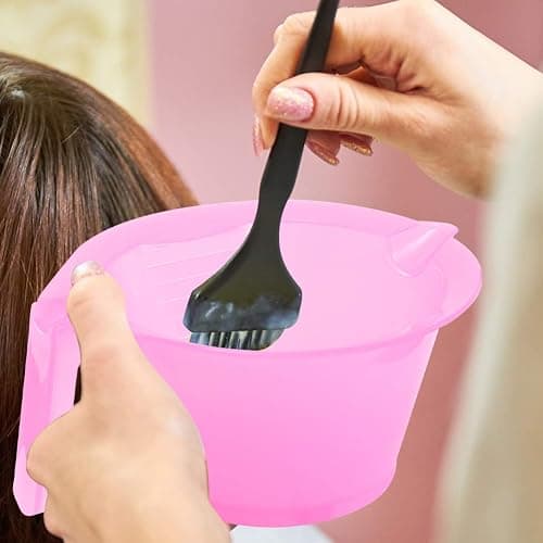 KALLORY Hair Color Mixing Bowl, 3pcs Plastic Hair Dye Bowl with Handle Color Mixing Tint Bowl Hair Color Mixing Tool for Salon Hairdressing, Pink thumbnail 6