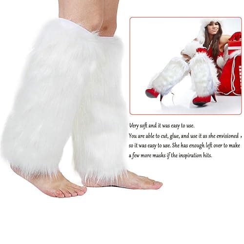 Faux Fur Fluffy Crafts Fabric 23.6x59 inch White, Long Pile Shaggy Fur Fabric for Costume, Halloween Decoration, Home Sewing, Craft Arts Supply, Upholstery, Christmas Plush Furry Material thumbnail 6