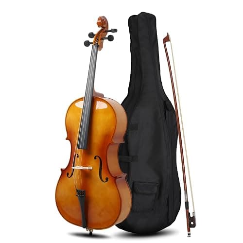 Ktaxon Full-Size Cello, Beginner Cello 4/4, Acoustic Cello Kit | Full Equipment with Portable Bag, Bow, Bridge and Rosin for Beginners | Adults & Kids String Musical (Classic Retrovert) - Image 1
