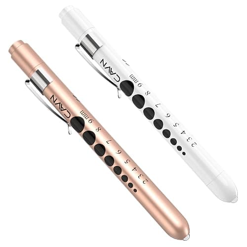 CAVN Pen Light with Pupil Gauge LED Penlight for Nurses Doctors, 2 Pcs Reusable Medical Penlight for Nursing Students (Rose Gold/White) - Image 1