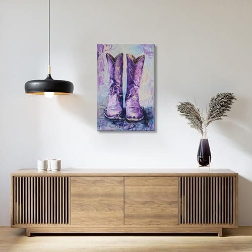 Purple Cowgirl Boots Coastal Western Boho Girly Retro Art Poster Canvas Wall Art Decoration Living Room Home Decor Bedroom Decoration Poster Unframed8x12inch thumbnail 6