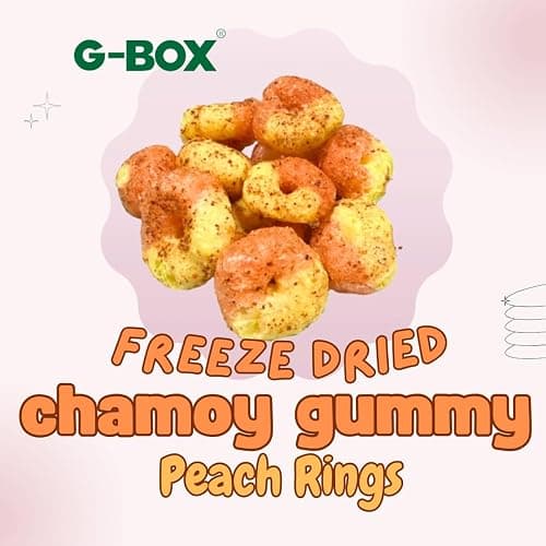 G-BOX Freeze Dried Peach Rings, TikTok Trend Items, Freeze Dried Candy, Spicy Mexican Candy Delightful Crunchy Fruity Flavorful Burst, Air-tight Sealed in a Container (Chamoy Candy) thumbnail 3