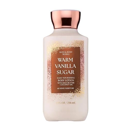 Bath & Body Works Warm Vanilla Sugar Body Lotion, Lightweight Daily Moisturizer with Shea Butter & Coconut Oil, Sparkling Sugar and Sweet Vanilla Scent, 8 fl oz - 1 Pack - Image 1